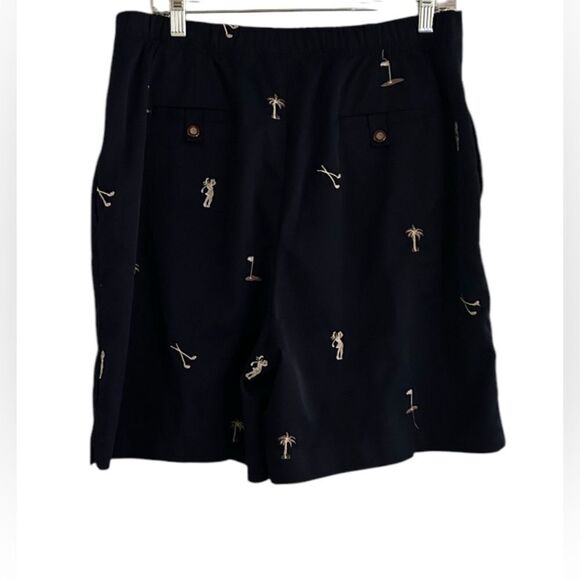 Coral Bay Golf Navy Shorts Embroidered Clubs Palm Tree Flat Front Size 14 - Picture 1 of 11